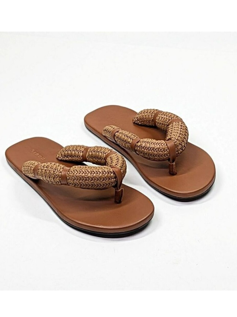 STAUD Brown Woven-Strap Women’s Sandals
